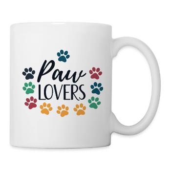 Pfotenliebhaber lieben bunte Tiere - Tasse - Weiß - Rechts