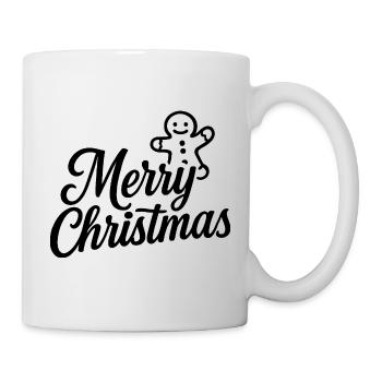 Merry Christmas mit niedlichem Lebkuchenmann - Tasse - Weiß - Rechts