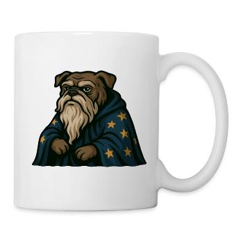 Bulldog Wizard with Beard and Star Robe Art - Mug - white - Right