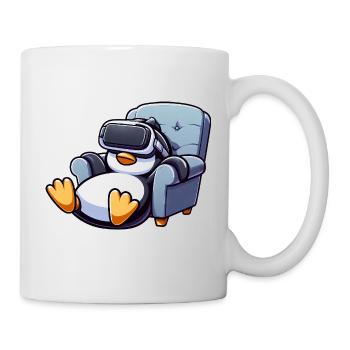 Pinguin Virtual Reality Gamer Zocker Chillen - Tasse - Weiß - Rechts