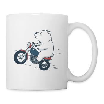 Ours motard sur route audacieuse - Mug blanc - blanc - Droite