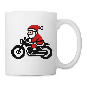 Ugly Christmas Sweater – Santa in Retro Pixel Style - Mug - white - Right