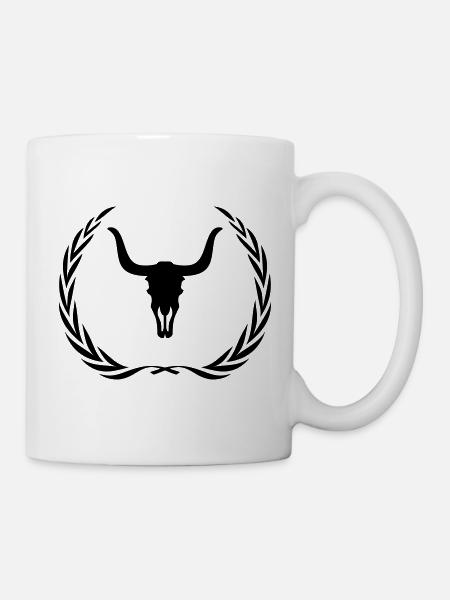 Bull Skeleton Wreath - Mug - white