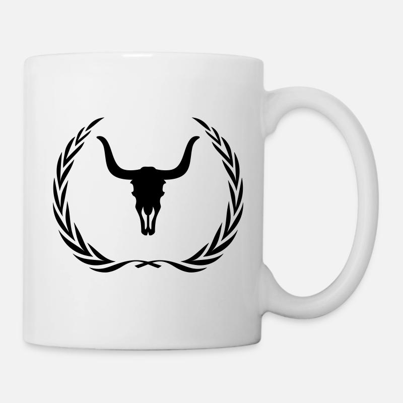 Bull Skeleton Wreath - Mug - white
