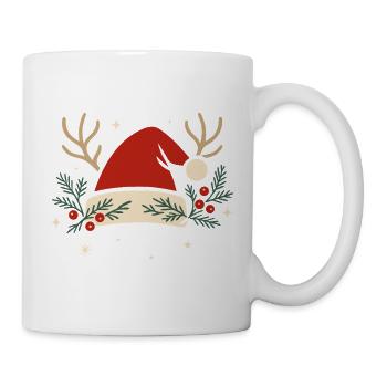 Chapeau de Noël avec bois et branches de sapin - Mug blanc - blanc - Droite