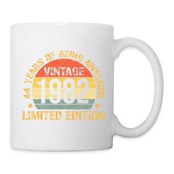 44th Birthday 44 Years Old Man Woman Vintage 1982 - Mug - white - Right