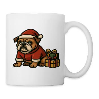 Bulldog Santa Outfit With Gifts Holiday Cartoon - Mug - white - Right