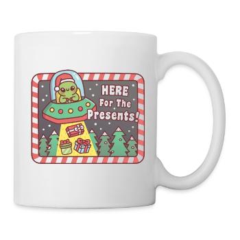 Funny Alien UFO Abducts Presents Here For The Pres - Mug - white - Right