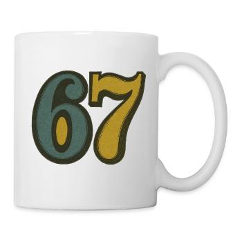 Vintage 67 Ziffern Retro Typografie - Tasse - Weiß - Rechts