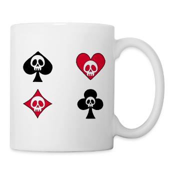 Totenkopf auf Spielkarten - Tasse - Weiß - Rechts