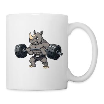 Starkes Nashorn Gewichtheber Workout Hantel Barbel - Tasse - Weiß - Rechts