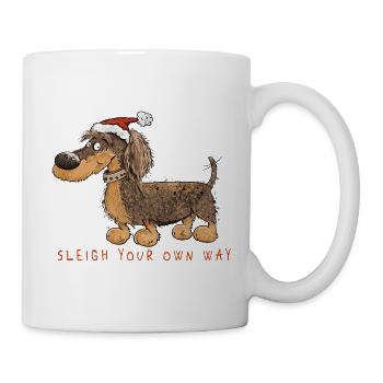 Dackel Weihnachten I Sleigh Your Own Way Dachshund - Tasse - Weiß - Rechts