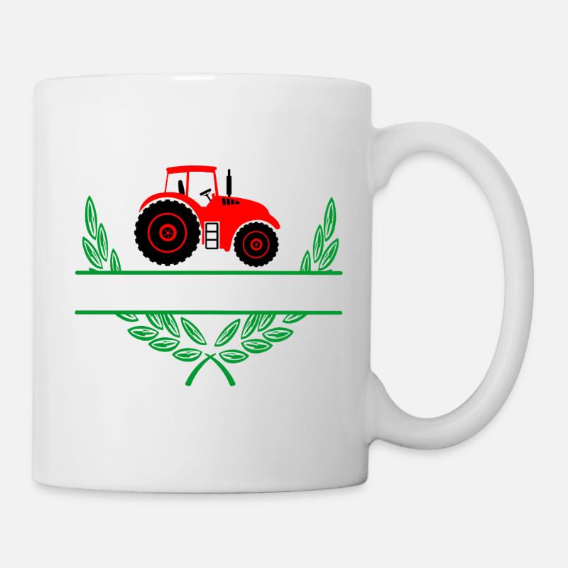 Tracteur rouge avec espace de noms - Mug blanc - blanc