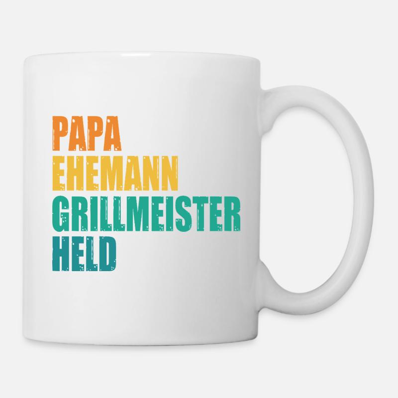 Papa Ehemann Grillmeister Held - Tasse - Weiß