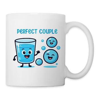 Perfect Couple Water and Bubbles Fun Cartoon - Tasse - Weiß - Rechts