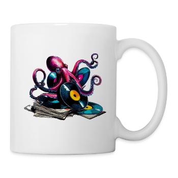 Farbenfroher Vinyl-Oktopus - Tasse - Weiß - Rechts