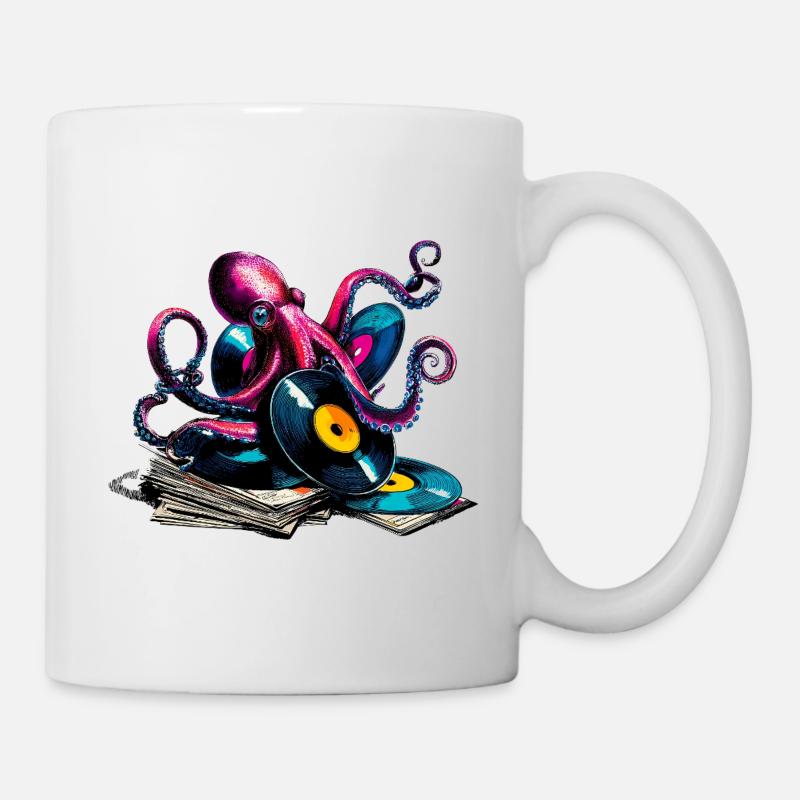 Farbenfroher Vinyl-Oktopus - Tasse - Weiß
