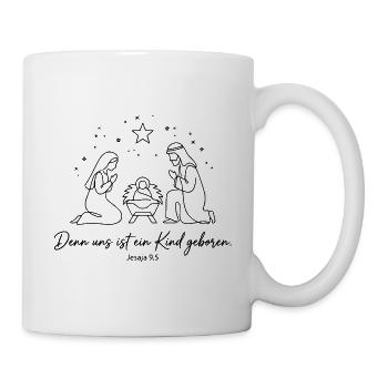 Weihnachten Krippe Jesus Jesaja 9,5 Bibelvers - Tasse - Weiß - Rechts