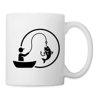 Logo du pêcheur dans un bateau Minimaliste - Mug blanc - blanc - Droite