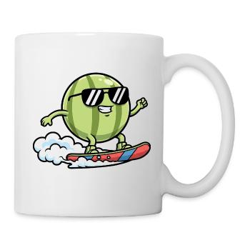 Wassermelone Surft Cartoon Cool Sommer Vibes - Tasse - Weiß - Rechts