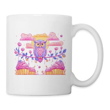 Pastel owl magic over cupcakes - Mug - white - Right