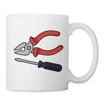 Stilisierte Zangen und Schraubenzieher - Tasse - Weiß - Rechts