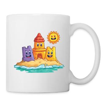 Lustige Sandkasten Burg mit Sonne - Tasse - Weiß - Rechts