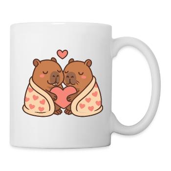 Couple Capybara – Blottis avec un motif de cœur - Mug blanc - blanc - Droite