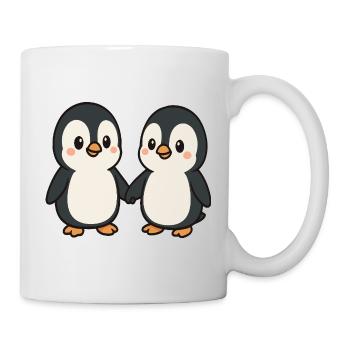 Zwei Pinguine Händchenhaltend - Tasse - Weiß - Rechts