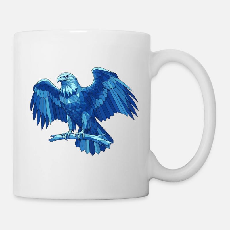 Aigle bleu géométrique avec épée - Mug blanc - blanc