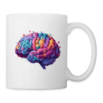 Buntes Neurodiversitäts Gehirn im farbenfrohen Kun - Tasse - Weiß - Rechts