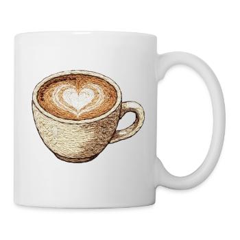 Bestickter Cappuccino – Kaffeeliebhaber (bedruckt) - Tasse - Weiß - Rechts