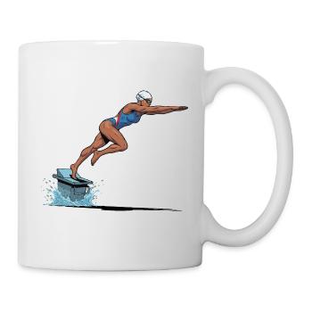 Swimmer Jump on Surfboard - Mug - white - Right