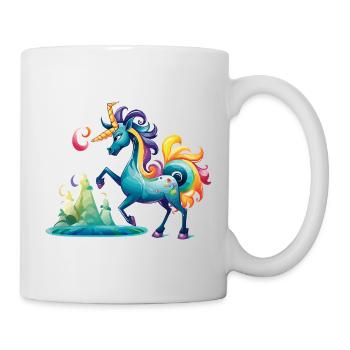 Licorne fabuleuse dans le pays arc-en-ciel - Mug blanc - blanc - Droite