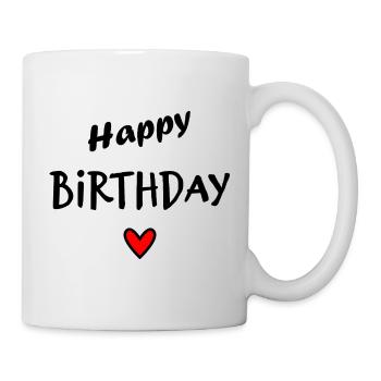 HAPPY BIRTHDAY. COEUR. I LOVE YOU. LOVE. JE T'AIME - Mug blanc - blanc - Droite