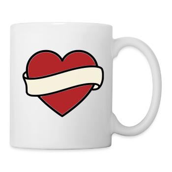 Tattoo Heart Banner Scroll Vector - Mug - white - Right