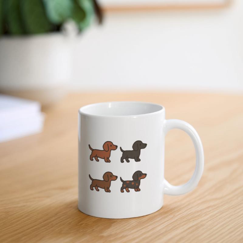 Ensemble d’illustrations de teckel mignon Mug blanc