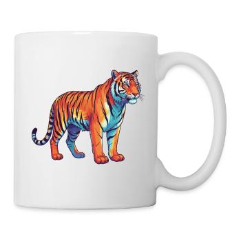 Buntes Tiger-Regenbogen-Pop-Art-Aquarell - Tasse - Weiß - Rechts