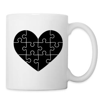 Cœur de puzzle – Conception de symboles de connexion et d’amour - Mug blanc - blanc - Droite