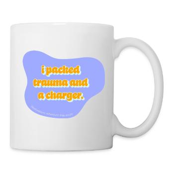 Funny Travel Design–I Packed Trauma and a charger - Mug - white - Right