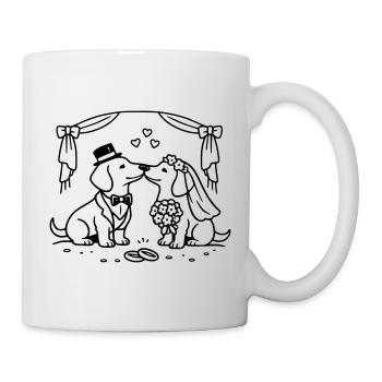 dackel hochzeit line art - Tasse - Weiß - Rechts