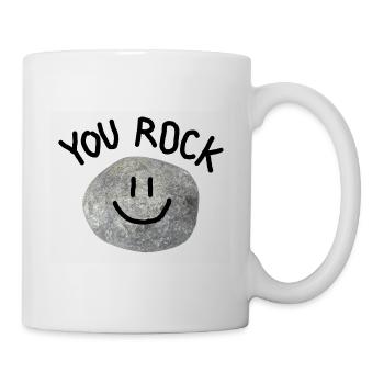 You Rock Minimal Wortspiel Statement Smile Stein - Tasse - Weiß - Rechts