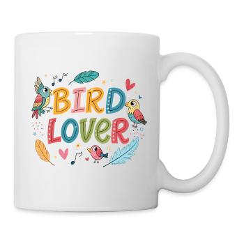 Vogelliebhaber: Fröhliche Farben und Federn - Tasse - Weiß - Rechts