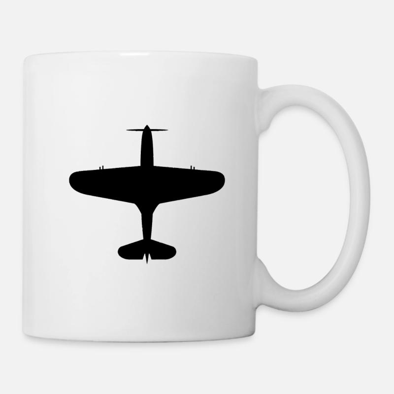 Top-Down Airplane Silhouette - Mug - white