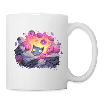 Katzenkristall Donut-Grotte im Neonlicht - Tasse - Weiß - Rechts