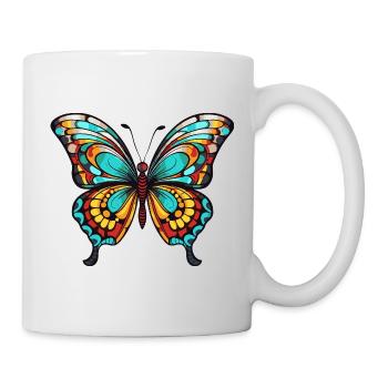 Bunter Schmetterling - Tasse - Weiß - Rechts