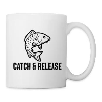 Catch and Release Karpfen Angeln Spruch - Tasse - Weiß - Rechts
