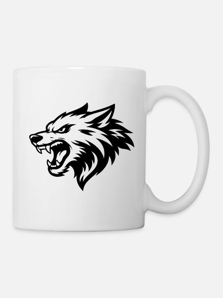 Wolf Kopf - Tasse - Weiß