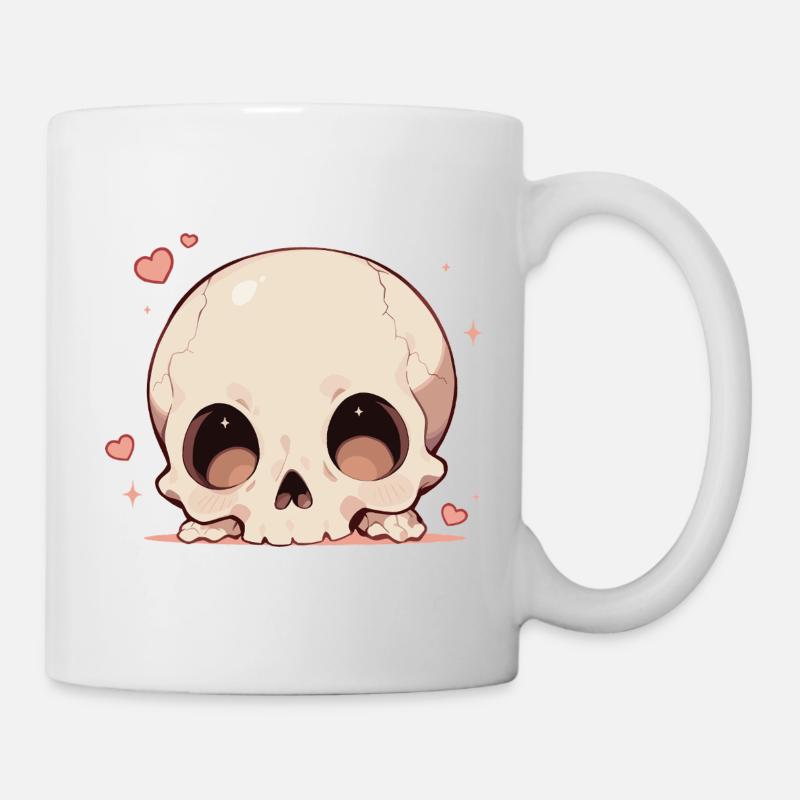 Dessin animé Crâne câlin - Mug blanc - blanc