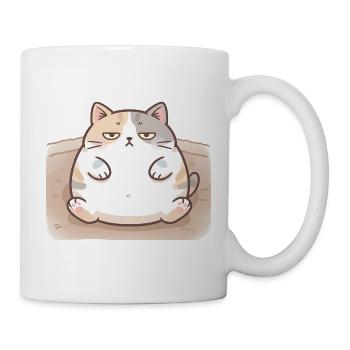 Chat duveteux et gros en position d’allaitement - Mug blanc - blanc - Droite